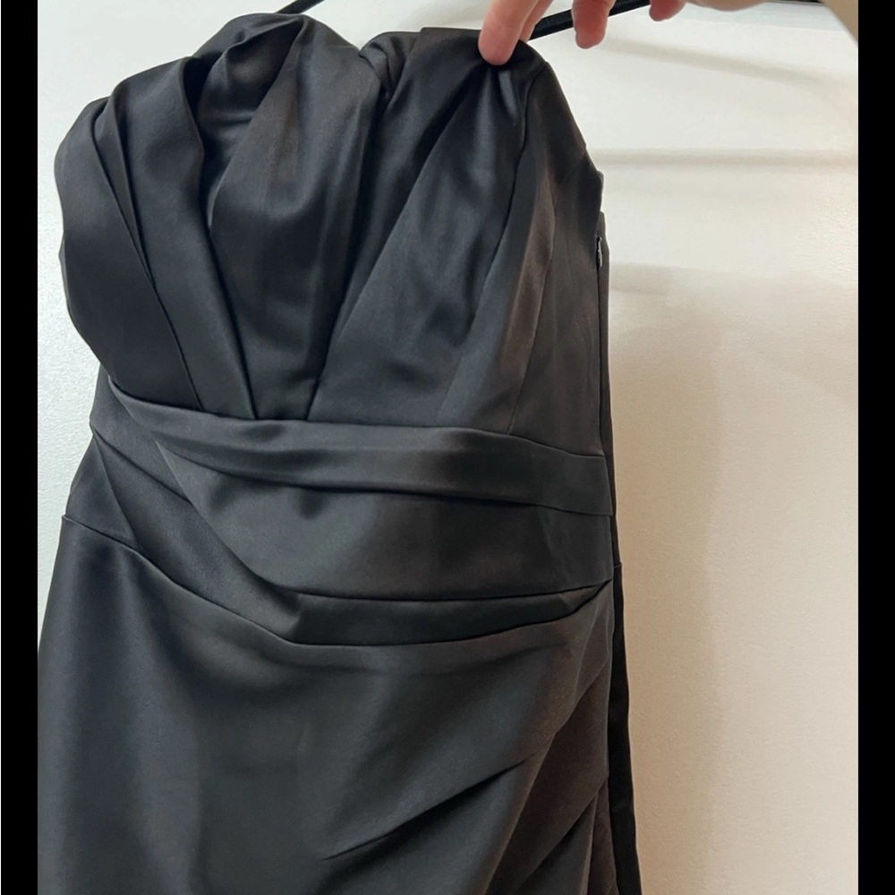 Express Little Black Strapless Satin Cocktail Dress With Removable Straps